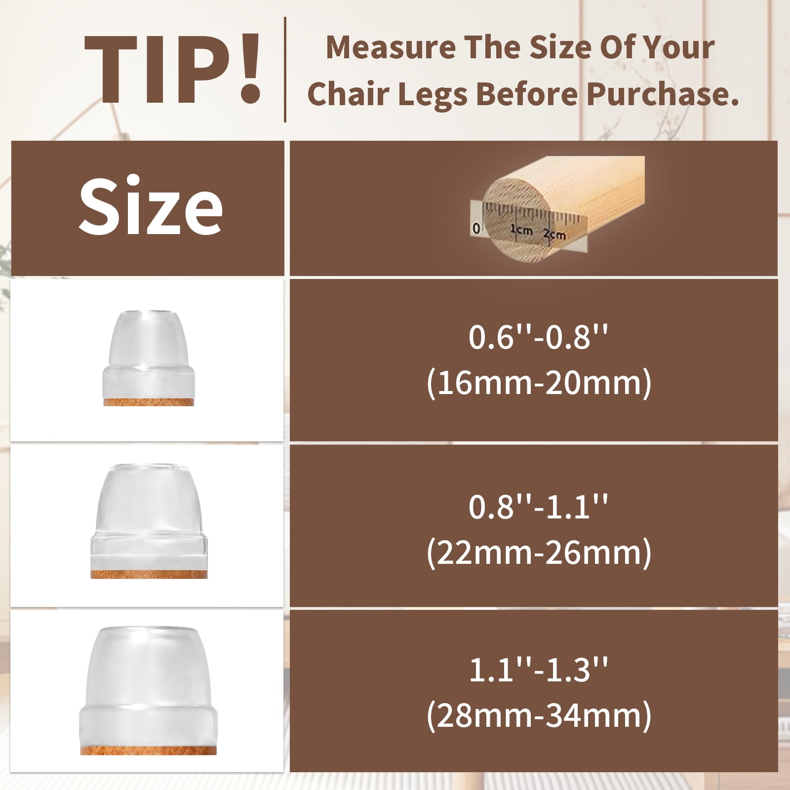 8Pcs Silicone Chair Leg Floor Protectors,Furniture Leg Caps Cups with Felt Pads for Protecting Hardwood Floors from Scratches,Clear(1'')