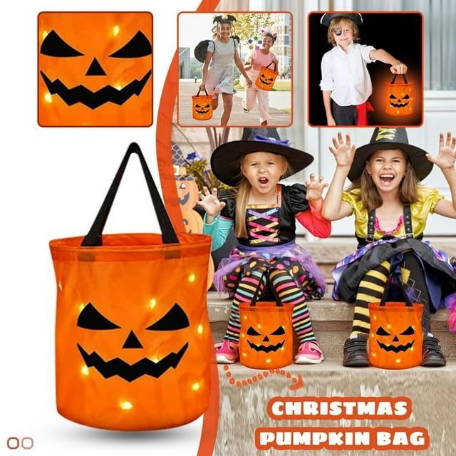 Halloween Clearance! LED Light Halloween Candy Bags Light Up Halloween Party Trick Light Up Candy Bags Multipurpose Reusable Bucket For Children Halloween Snack Bags