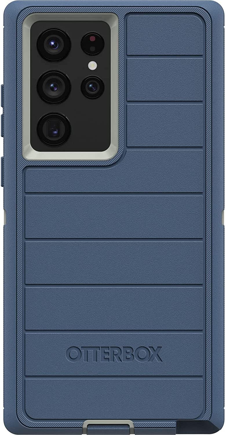 OtterBox Defender Series Case for Samsung Galaxy S22 Ultra Only - Holster Clip Included - Microbial Defense Protection - Non-Retail Packaging - Fort Blue