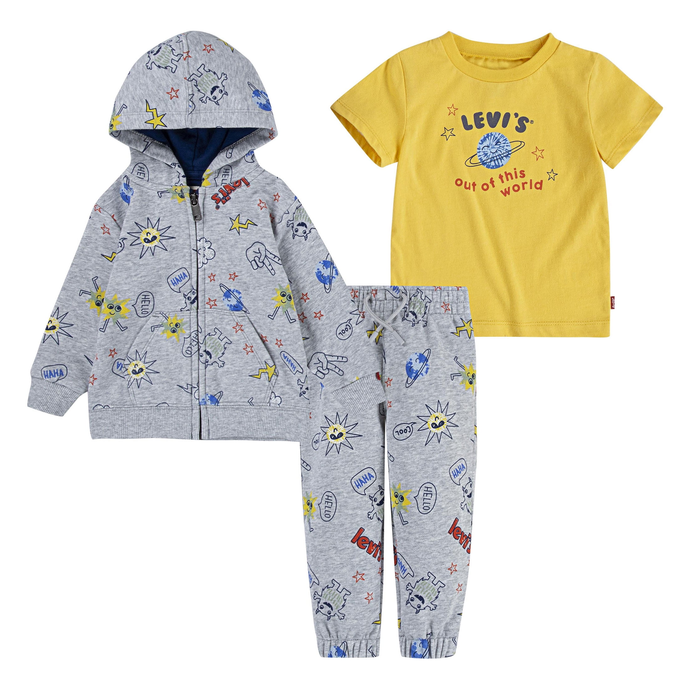 Levi's Baby Boys' Graphic T-Shirt, Joggers 3-Piece Oufit Set, Sizes 3 Months - 24 Months