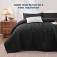 thumbnail image 4 of Sleep Zone Striped Jacquard Bedding Set King Size, 3 Piece Luxury Ultra Soft Comforter Set, Lightweight Breathable & Durable Black Bedding Set, 4 of 13