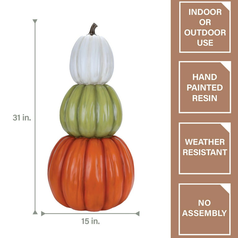 Fraser Hill Farm Three-Stack Pumpkin Topiary Decoration | Fall, Autumn  Harvest, Halloween, Thanksgiving Decor | 31 Inches Tall | HHRS031-0PMP-MLT