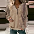 thumbnail image 5 of Dyfzdhu Sweatshirts for Women Plus Size Trendy Long Sleeve With Half Zipper Solid Color Hoodless Sweatshirt Khaki, 5 of 5