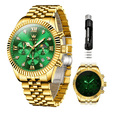 thumbnail image 1 of Relojes Lujoso Para Hombres Oro Correa Cuarzo Impermeable Xtellar verde, 1 of 4