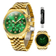 thumbnail image 1 of Relojes Lujoso Para Hombres Oro Correa Cuarzo Impermeable Xtellar verde, 1 of 4
