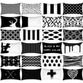 thumbnail image 2 of 30x50cm Rectangular Pillowcase Sofa Decorative Pillow Geometric Print Cushion Cover Simple Style Black and White Pillowcase, 2 of 5