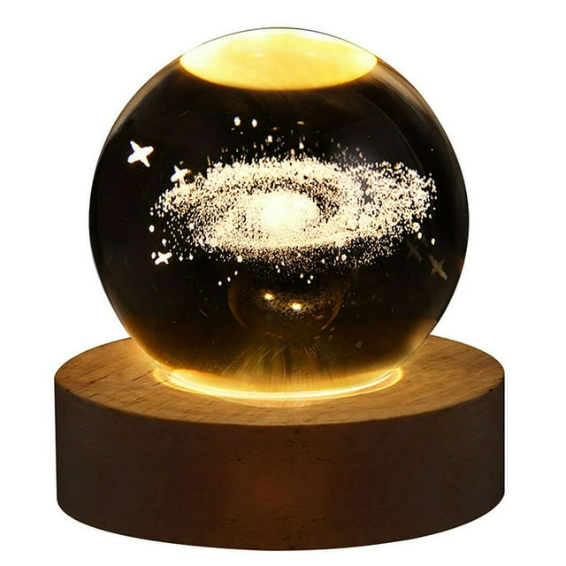 LED Crystal Ball Night Light Glowing USB Charging for Home Decor (moon)