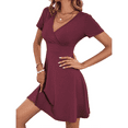 thumbnail image 2 of Anyshow Women's Short Sleeve Sundress Summer Casual Wrap V Neck A-Line Beach Dresses 2025, 2 of 7