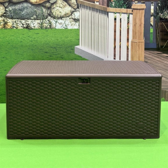 Topcobe 150 Gallon Storage Box, Storage Bins with Lids for Backyard, Poolside, Hallway, Space-saving Design