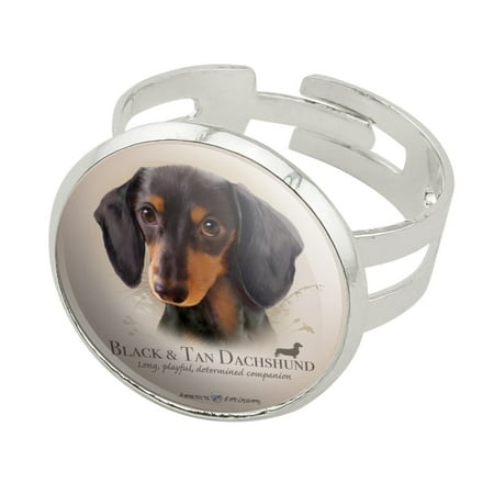 Black and Tan Dachshund Wiener Dog Breed Silver Plated Adjustable Novelty