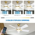 thumbnail image 4 of Dextrus 52in Modern White Gold Ceiling Fan with Light and and APP Control, Smart Ceiling Fan with 6-Speed 5 Blades, 4 of 10