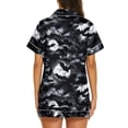 thumbnail image 4 of Womens Halloween Pajamas Set, Short Sleeve Button Down Shirt and Shorts Sleepwear, Spooky Halloween Printed Nightwear Lounge PJs for Women, 4 of 4