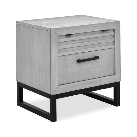 Evolur Kyoto Night Stand In Imperial Grey, Spacious Drawers With Ball Bearing Glides