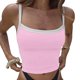 thumbnail image 2 of Chaleco sin espalda ajustado con tirantes en contraste para mujer - Top corto sin mangas con cuello en V sexy, 2 of 6