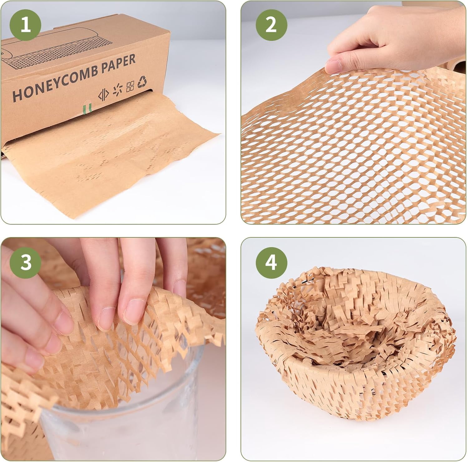Eco-Friendly Honeycomb Packing Paper - 15" x 500' with Easy Dispense Box, 100% Recyclable Kraft Material, Ideal for E-Commerce, Moving, and Small Business Shipping
