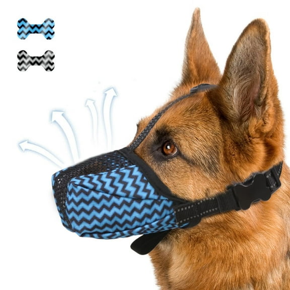 Dog Muzzle,Air Mesh Breathable Muzzle for Medium Large Sized Dogs to Anti & Prevent Biting Barking Chewing,Soft Basket Muzzle for German Shepherd Dog with Reflective & Adjustable Strap
