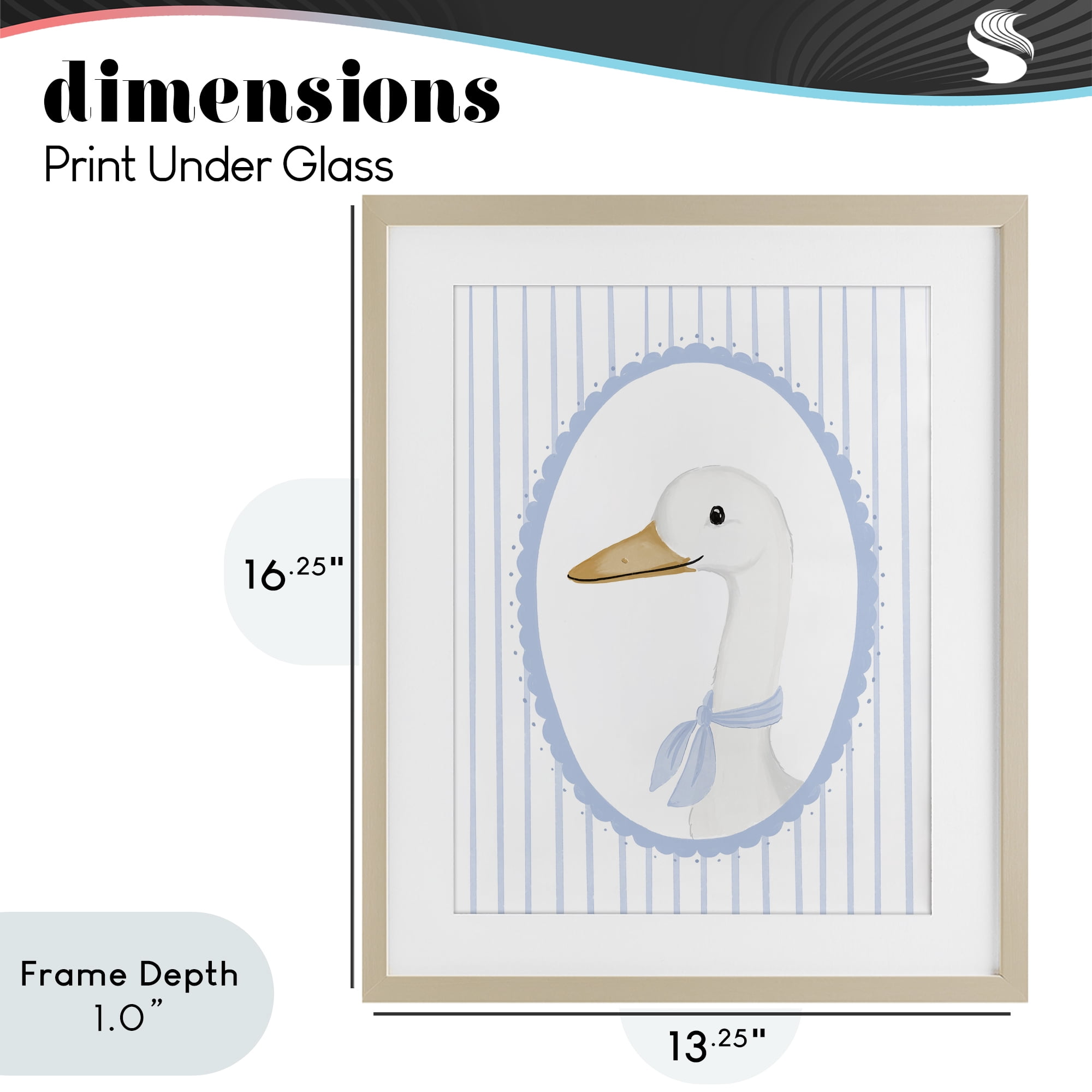 Stupell Industries Dainty Bordered Duck Birch Framed Print Under Glass, design by Cherrywood Lane