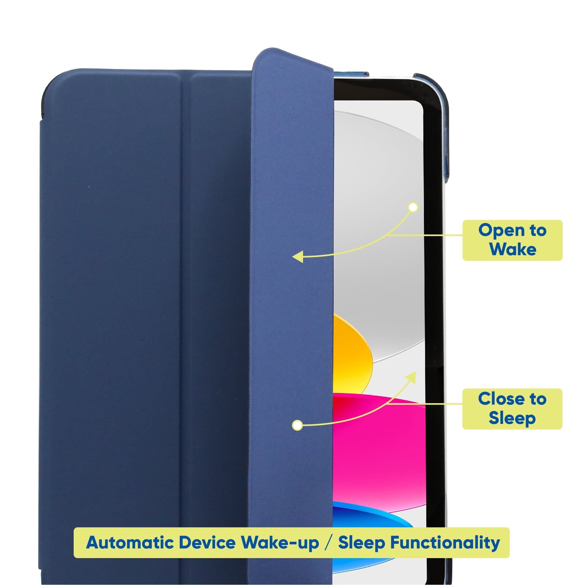 onn. Tablet Folio Case for iPad (A16)/iPad (10th Generation), Blue