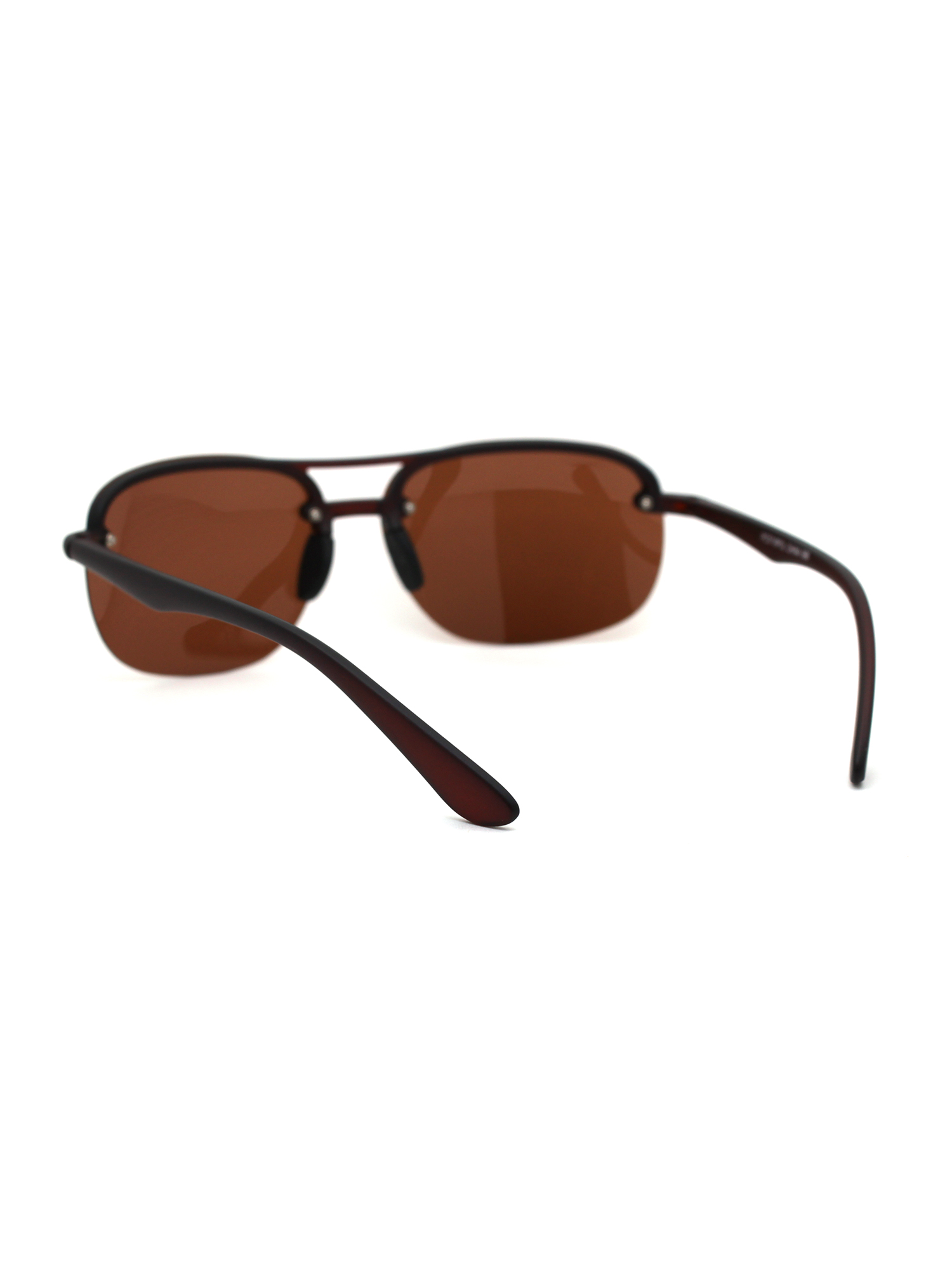 Polarized Mens Classic 90s Half Rim Rimless Style Racer Sunglasses Matte Brown - image 4 of 4