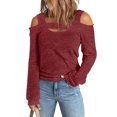 thumbnail image 1 of Camisa de manga larga para mujer,Top con hombros descubiertos para mujer Camisa casual para mujer Blusa de manga larga para mujer Rendimiento sólido, 1 of 6