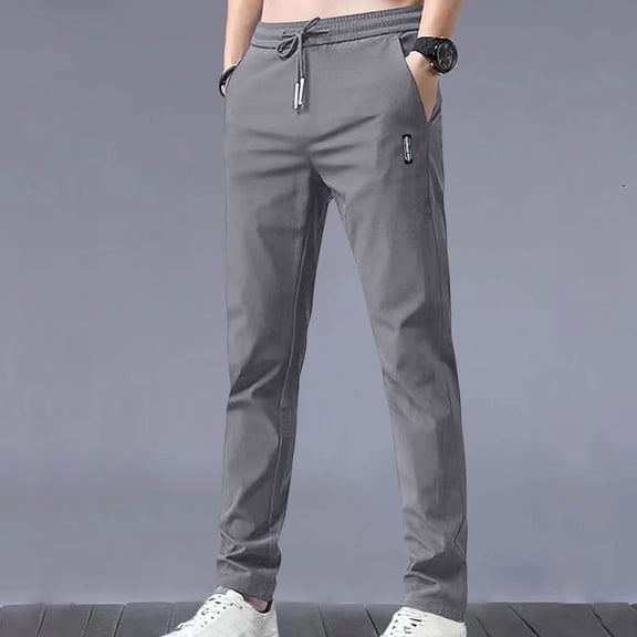 Elvqul Drawstring Pajama Pants for Men Elastic Waist Big and Tall Lounge Pants Lightweight Mens Casual Pants Pockets