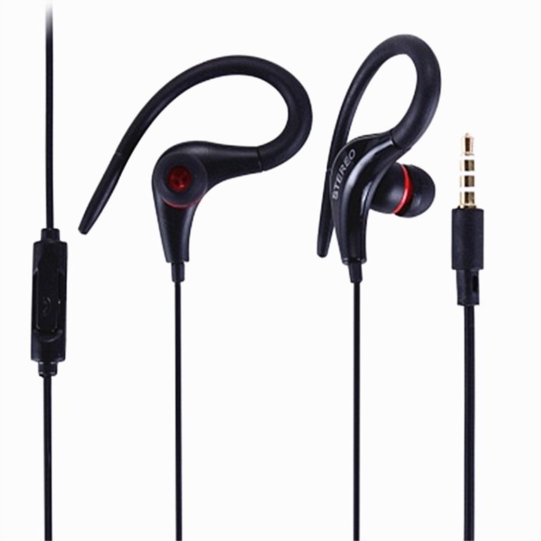 3.5mm Ear Hook Wired Sports Stereo Earphone Over Ear Earbuds Headphones  w/Mic