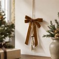 thumbnail image 4 of 2026 Christmas Home Party Decoration Christmas Ornament Bow Knot Hanging Decoration With Golden Bells Vintage Hanging Pendant For Xmas Tree Wall Door Holiday Party Decor, 4 of 6