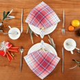 thumbnail image 3 of Iauyy Satin Napkins Set of 1- Pink-red Blue Plaid DIY Printing Decoration Cloth Napkin- Easy Care for Home/Party, 3 of 8