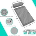 thumbnail image 2 of Sivan 29" x 16.5" Acupressure Mat & Pillow Set with Carry Bag – Relieves Back, Neck & Sciatic Pain – Muscle Relaxation, Meditation, Stress Relief – Acupuncture Massage Mat, Gray, 2 of 7
