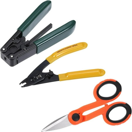 

High Precision Efficient Enhanced Metallic Double Hole Fiber Optic Stripper - Versatile 3 in 1 Tool for Cutting and Stripping Fiber Optic Floor Cable - Quality Fiber Optic Scissors