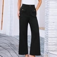 thumbnail image 3 of Kvture Women's Wide Leg Pants High Waist Stretchy Pants Dressy Business Work Casual Trousers with Pockets Black XXL, 3 of 7