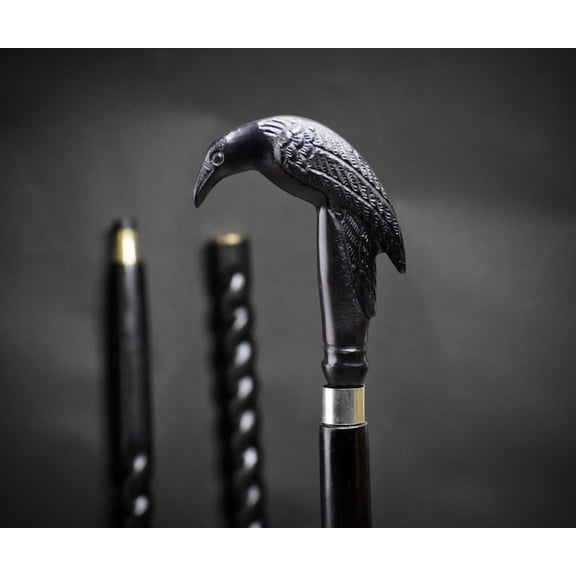 NAUTICALMARTUS BY Brass Raven Handle Walking Stick Spiral Cane Handmade Antique Style for Collectors and Gifts
