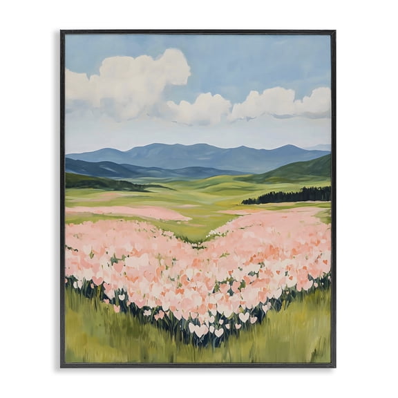 Stupell Industries Heart Shaped Flower Field Black Framed Giclee Art, design by The Prints Vibe