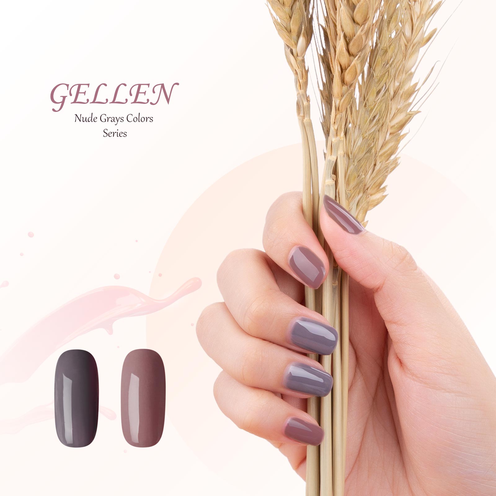 Gellen Gel Nail Polish Kit 6 Colors Nudes & Grey photo 8