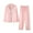 Pink, variant on Luxalzxs Plus Size Pajamas for Women Set Casual Solid Color Long Sleeve Silk Satin Pajama Set Sleepwear