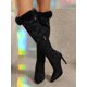 thumbnail image 3 of Women's Classic Velvet Decorated Side Zipper Faux Suede Stiletto Heel Boots, 3 of 4
