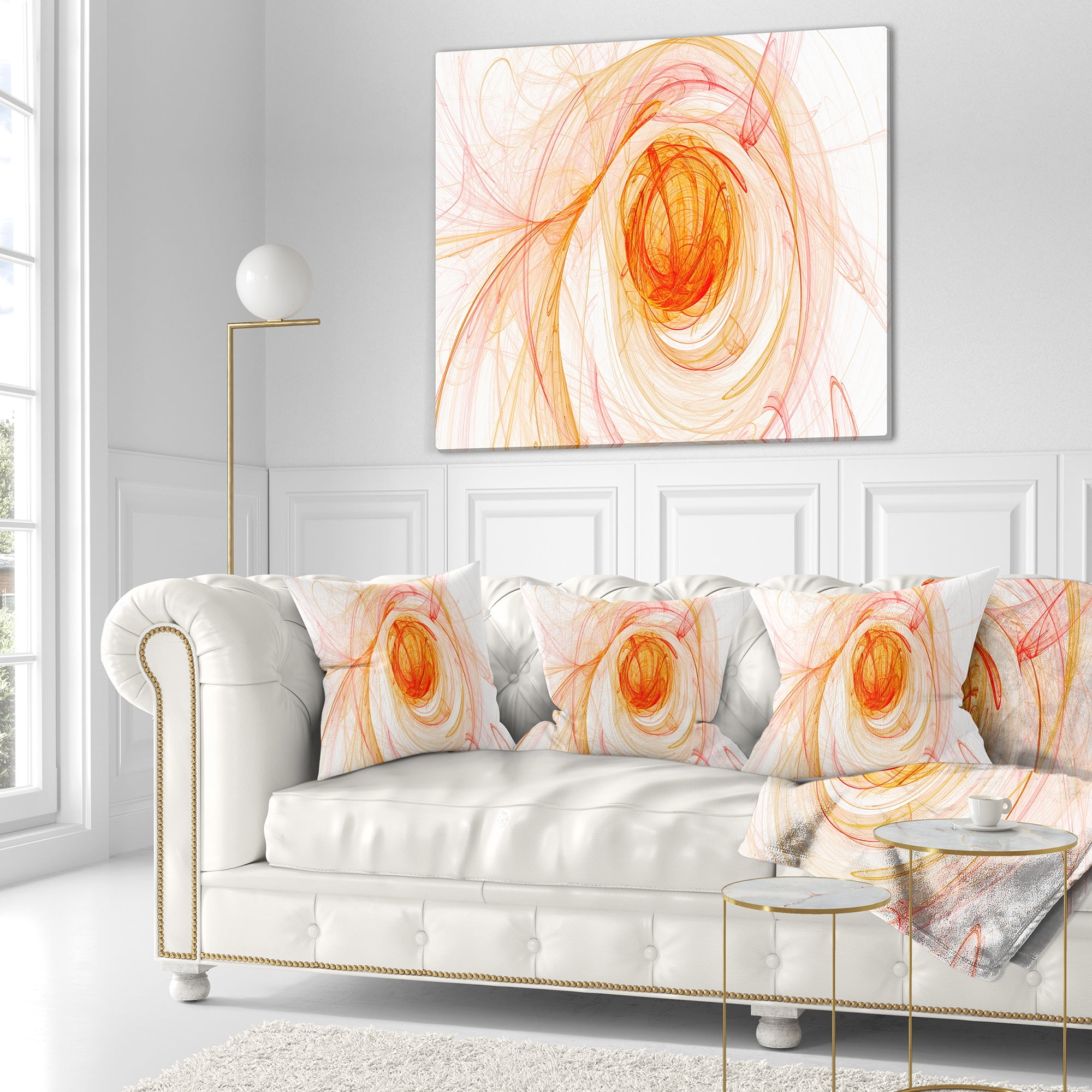 Designart Yellow Ball of Yarn - Abstract Throw Pillow - 16x16