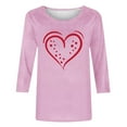 thumbnail image 4 of NTACZA Valentines Women Tops Pink Crewneck 3/4 Sleeve T Shirt Cute Pullover Loose Fit Womens Shirt XL, 4 of 5