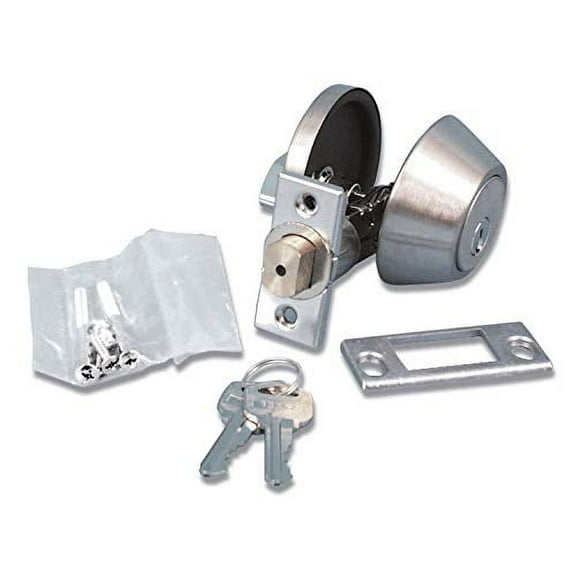 Valterra Silver L32CS3008 Stainless Steel Single Cylinder Deadbolt-5/8 Latch