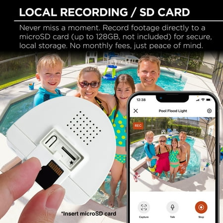 Merkury Floodlight Camera, Smart Wi-Fi, 1800 Lumens, Motion Alerts, (1-Pack)