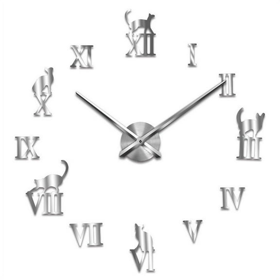 Fridja Decorative Wall Clocks Design Diy Clocks Digital Living Room 3D Cat Wall Sticker for Home Decor