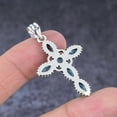 thumbnail image 4 of Natural Swiss Blue Topaz Handmade 925 Sterling Silver Cross Pendant 1.81", 4 of 4
