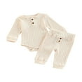 thumbnail image 1 of Baby Girls Pants Set  Ribbed Long Sleeve Crew Neck Romper with Elastic Waist Pants for Toddlers, 1 of 9