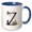 Blue/White, variant on 3drose, Outstanding Letter Z. Halloween Monogram, Broom, Wizard Hat, Cat, 11oz Mug