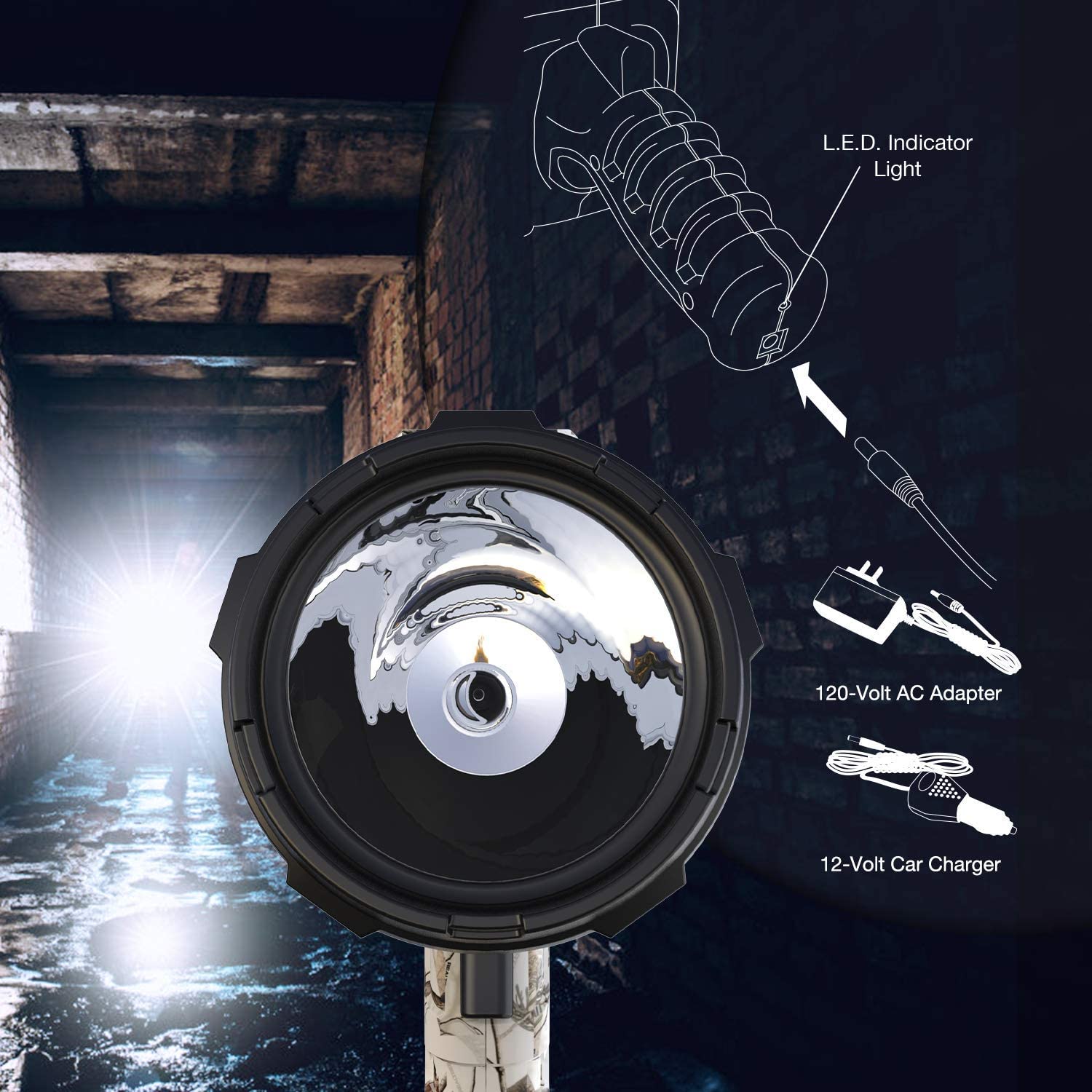 Goodsmann 750 Lumen Spotlight Handheld Lithium Rechargeable Flashlight 9924-2704-02