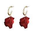 thumbnail image 2 of Eosunjian 1 Pair Pendant Earrings Sweet Exquisite Piercing Rose Petal Hoop Earrings for Daily Life Red, 2 of 13