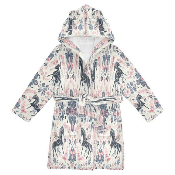 BZSMCE Bathrobes Belt Hooded Equestrian Floral Harmony Creative Pattern