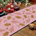 thumbnail image 3 of GAGEC Gingerbread Christmas Decorations Black Table Runner Pink Tree Glitter Xmas Winter Candy Cane Holiday Kitchen Dining Merry Christmas Table Decor 13x108 Inch, 3 of 6