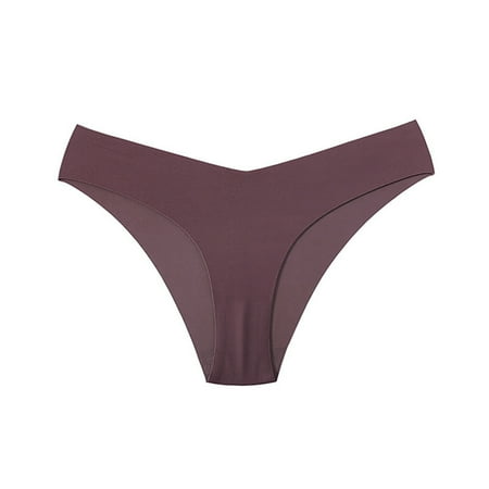 YHGFVOKJ Womens Underwear Seamless Ice Silk Panties Low Rise Plus Size Thongs Triangle Breathable Yoga Sports Brief Womens Bikini Underwear Purple XL