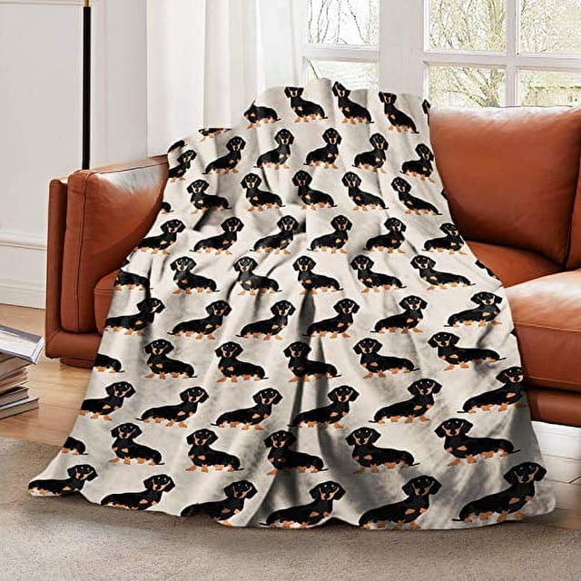 Dachshund In Sweaters Pattern Blankets Fleece Printed Cute Portable Soft Throw Blanket for Bed Office Quilt Dog Flannel Blanket